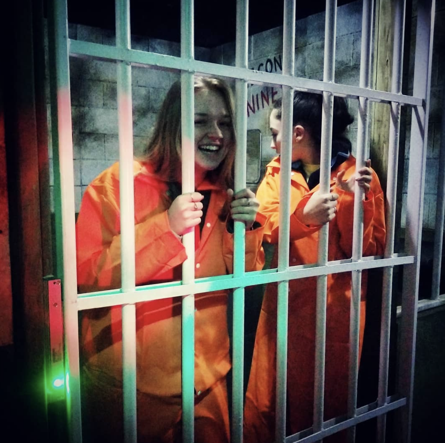 Dark prison hallway in immersive escape game experience
